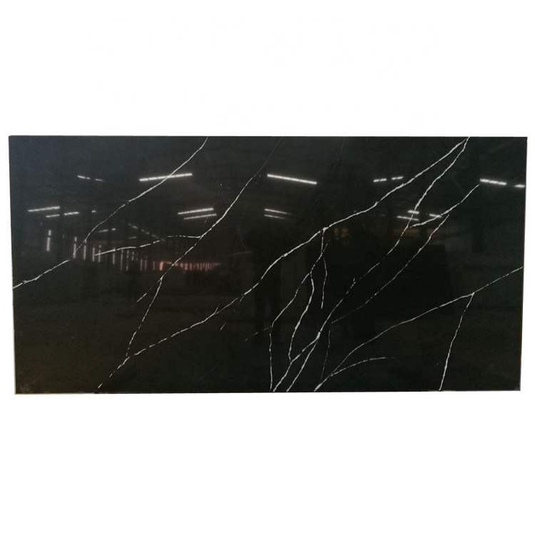 SH7223 Wholesale Cheap Price Nero Marquina Black Quartz Stone Slab For Table Top And Kitchen Countertop