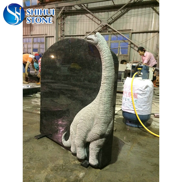 shihui stone carved dinosaur child headstone, dinosaur children granite memorial and headstone