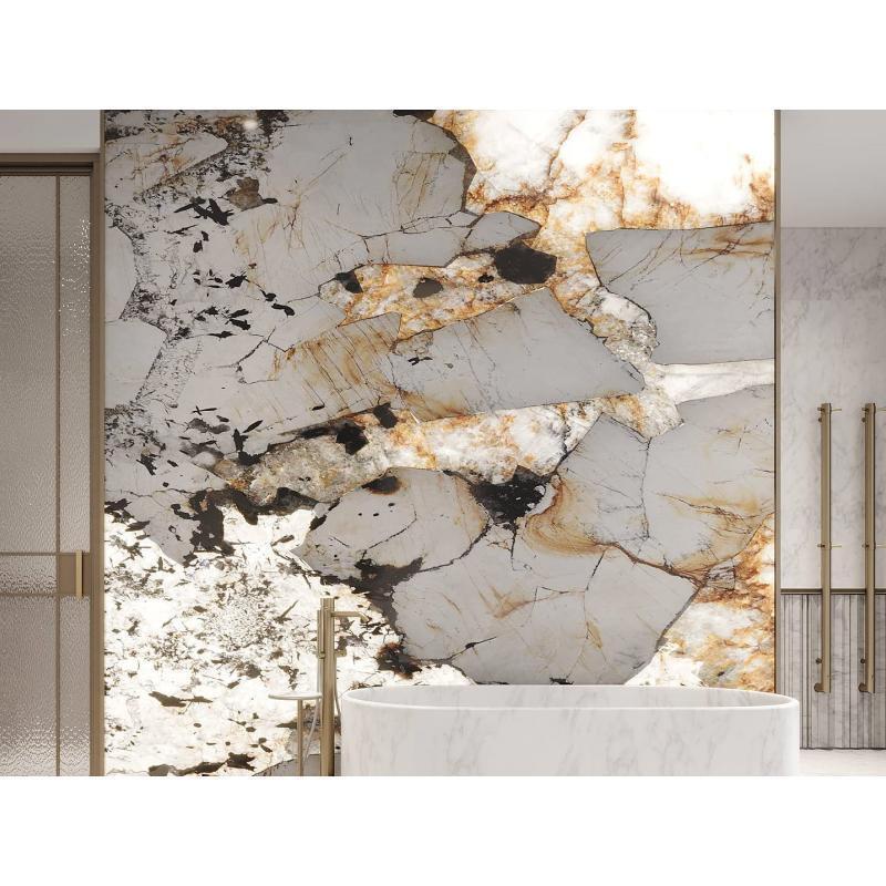 SHIHUI Natural Luxury Lumistone Brazilian Backlit Pandora White Marble Slab Background Wall Patagonia Marble Quartzite Slab Tile