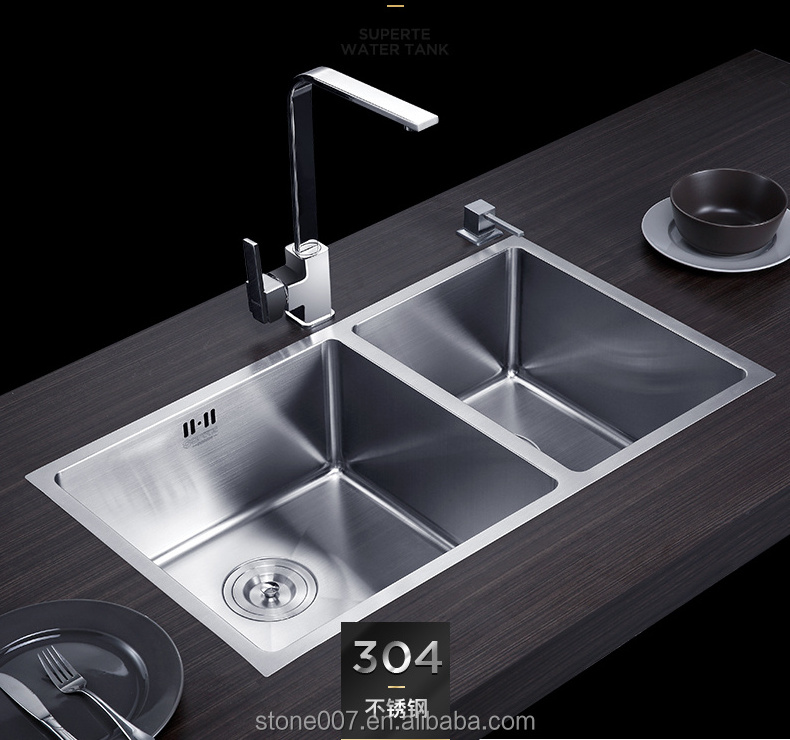 SHIHUI Wholesale Kitchen Sink Double Bowl Inox Kitchen Sink Undermount 50/50 Kitchen Sink Wash Basin Stainless Steel 304