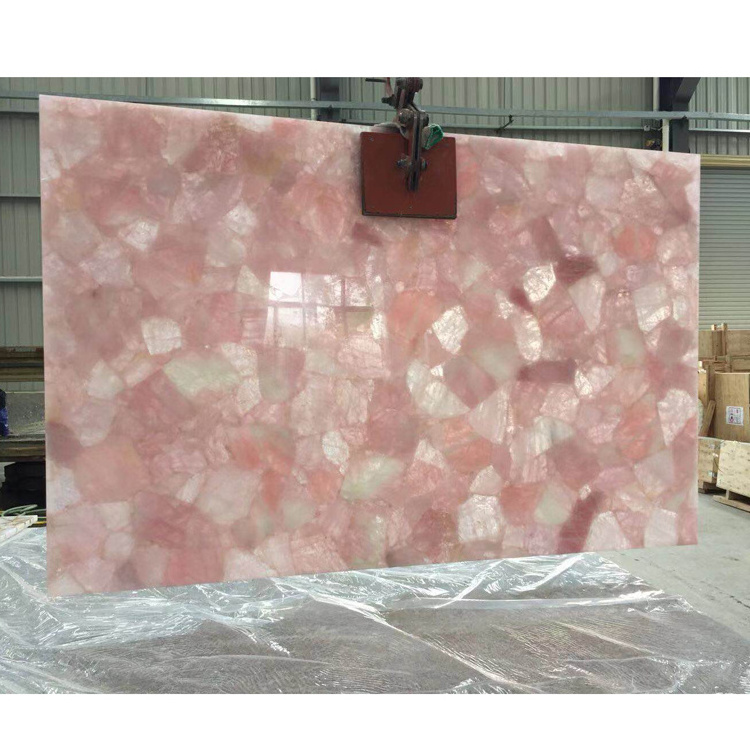 Solid Surface Pink Rose Quartz Stone Countertops Table Top