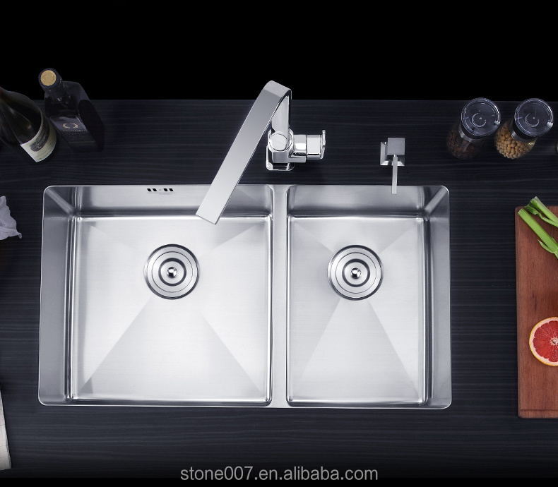 SHIHUI Wholesale Kitchen Sink Double Bowl Inox Kitchen Sink Undermount 50/50 Kitchen Sink Wash Basin Stainless Steel 304