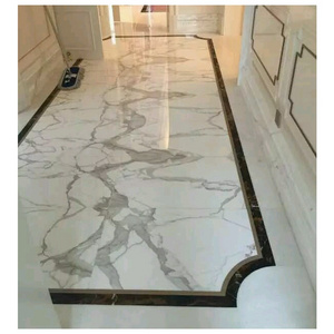 Natural Calacatta Gold And Emperador Dark Marble Flooring Border Designs For Hall,Italian Marble Flooring Border Designs