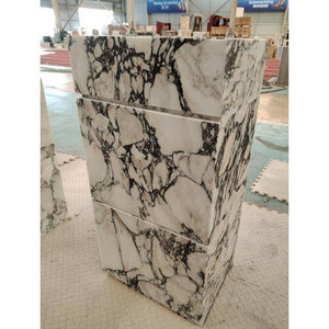 SHIHUI Natural Stone Furniture Small Corner Bathroom Design Single Sink Wash Basin Calacatta Viola Marble Vanity For Bathroom