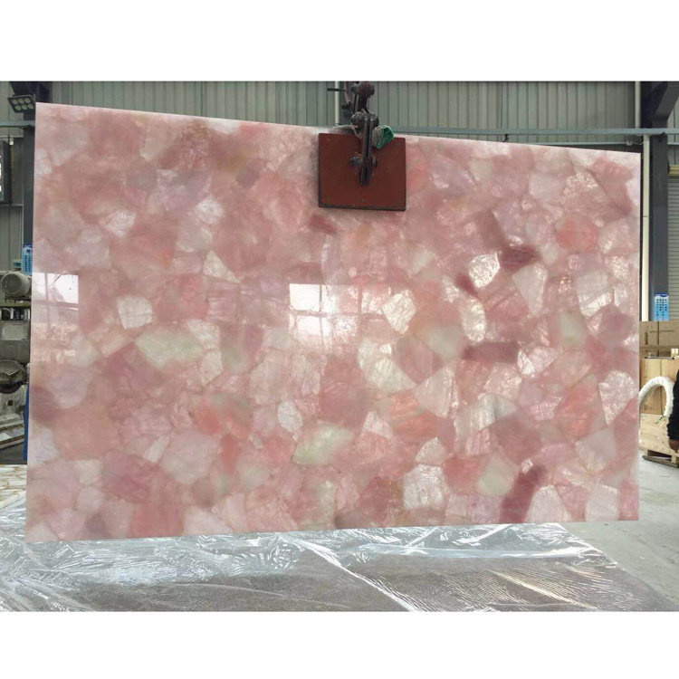 Solid Surface Pink Rose Quartz Stone Countertops Table Top