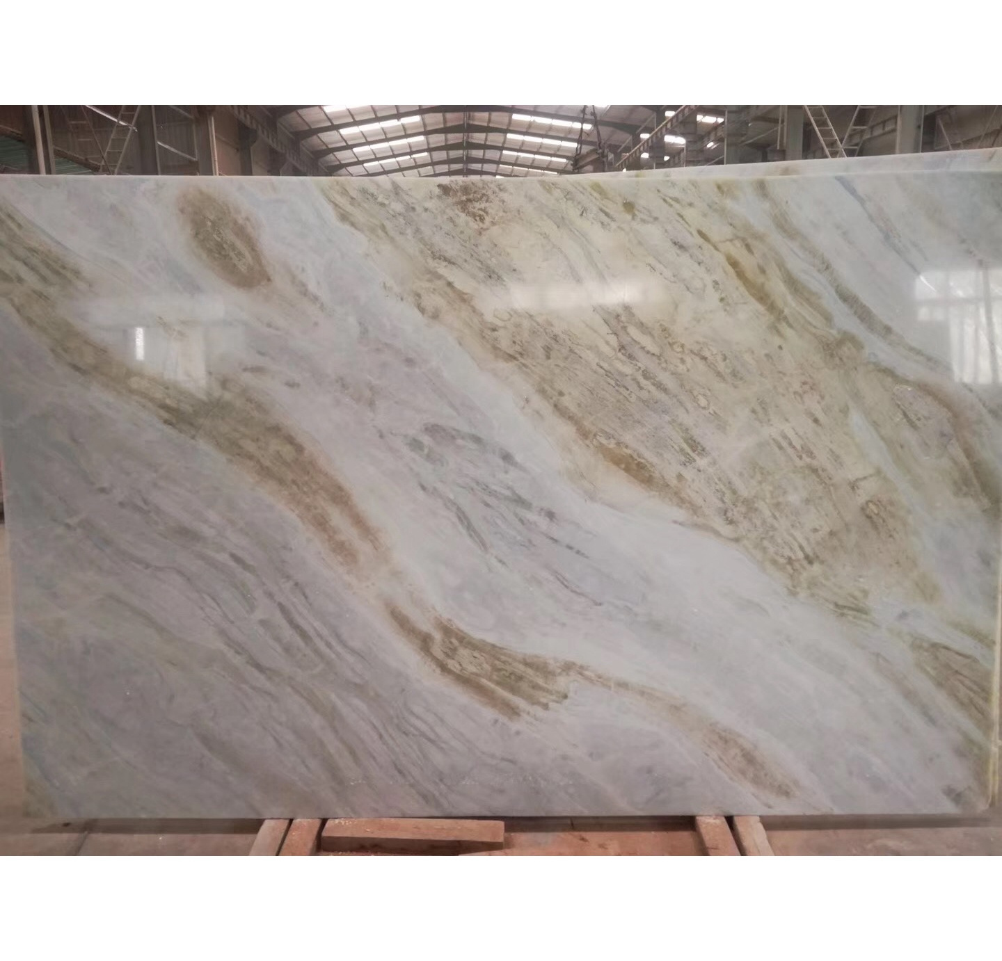 SHIHUI Natural Stone Polished Backlit Floor Tile Green Vein Sky Light Blue Onyx Marble