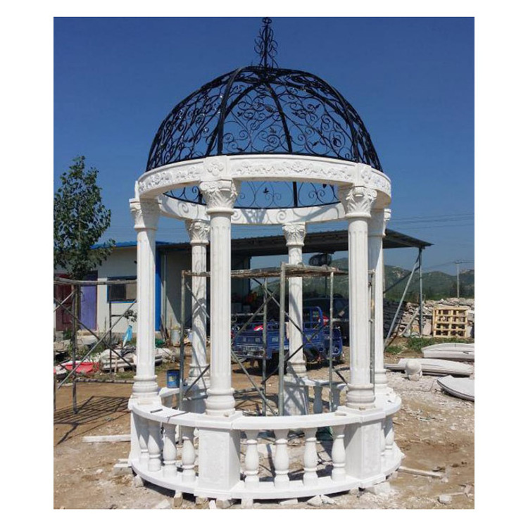 SHIHUI Outdoor Western Garden Sculpture Decoration Natural White Marble Gazebo Pergola Marble Column Gazebo,Marble Gazebo