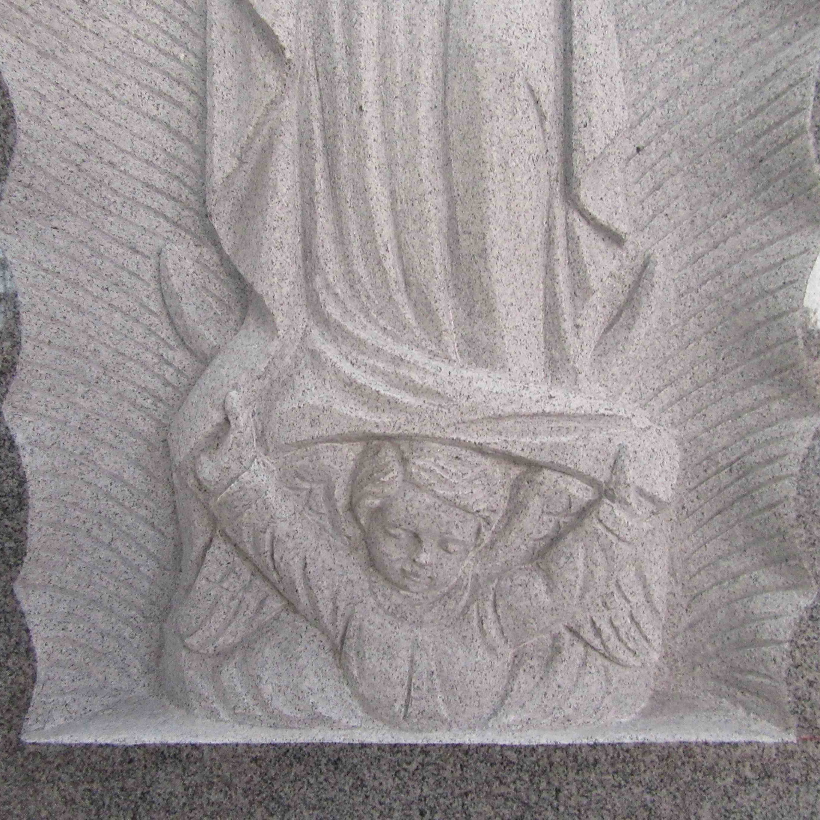 SHIHUI Mary Carving White Granite Headstones With Wings