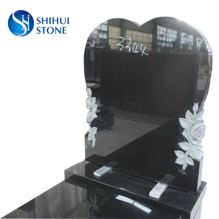 SHIHUI Carved Roses Heart Shaped Headstones for Graves