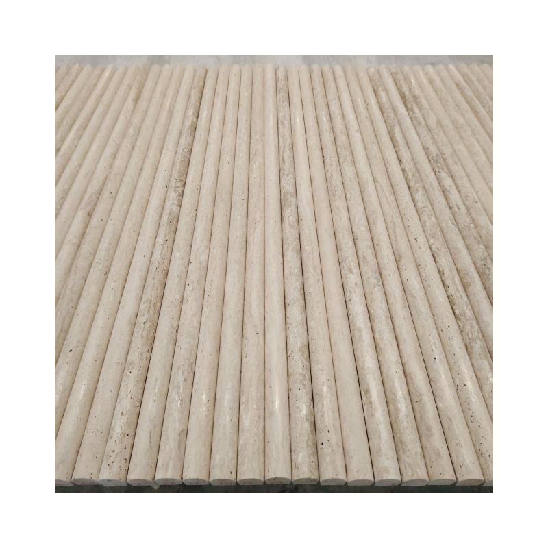 SHIHUI Wholesale Stone Wall Panel Travertine Bullnose Strips Trim Liner Ribbed Mouldings Pencil 3d Marble Flute Tiles For Villa