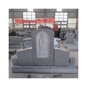 SHIHUI Mary Carving White Granite Headstones With Wings