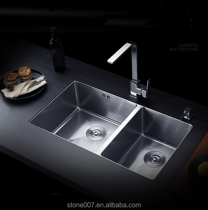 SHIHUI Wholesale Kitchen Sink Double Bowl Inox Kitchen Sink Undermount 50/50 Kitchen Sink Wash Basin Stainless Steel 304