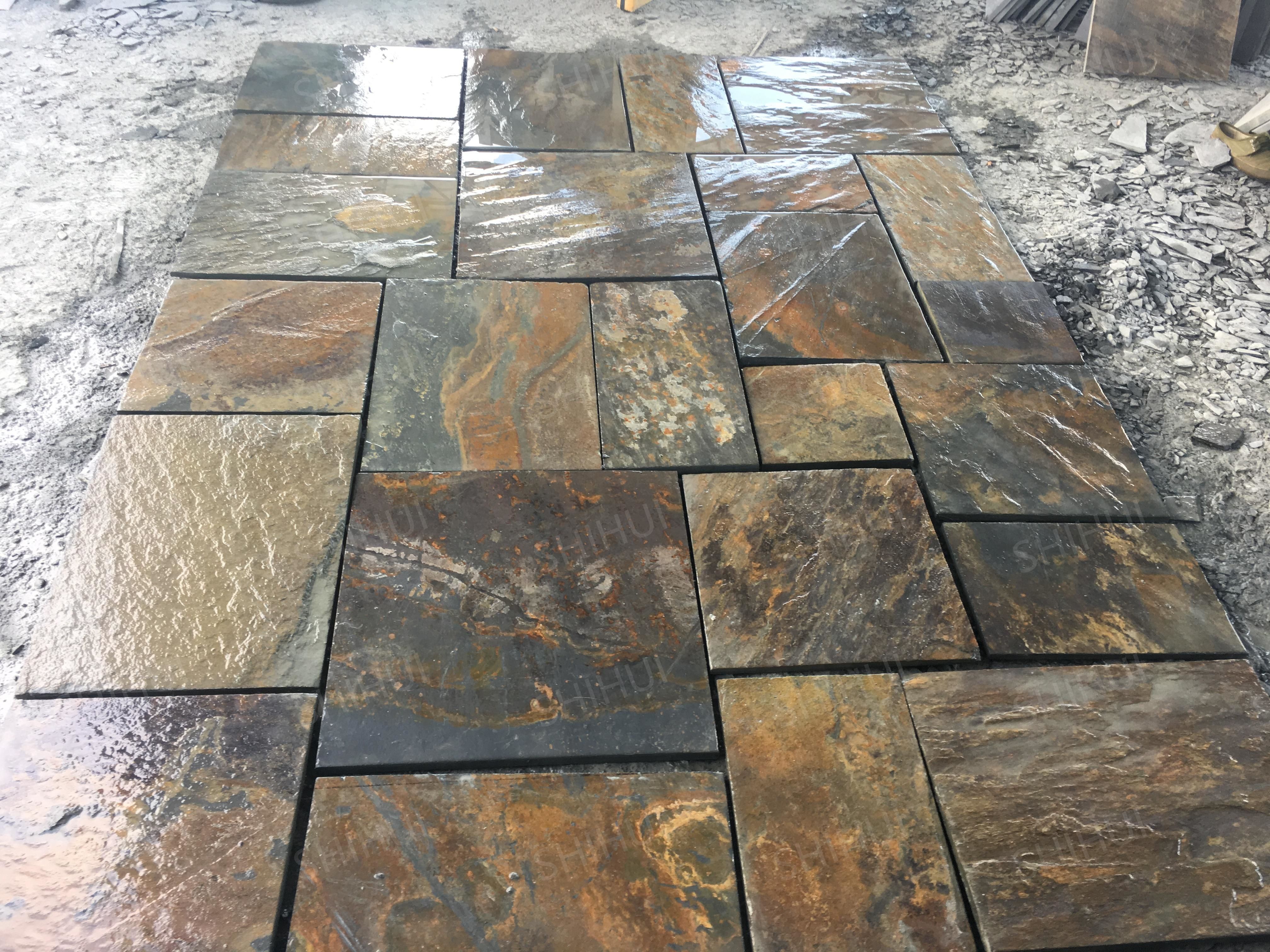 SHIHUI Natural Stone Jiangxi Rusty Slate French Pattern Culture Paving Culture Stone Board Pavers For Sale Patio Paver Stones