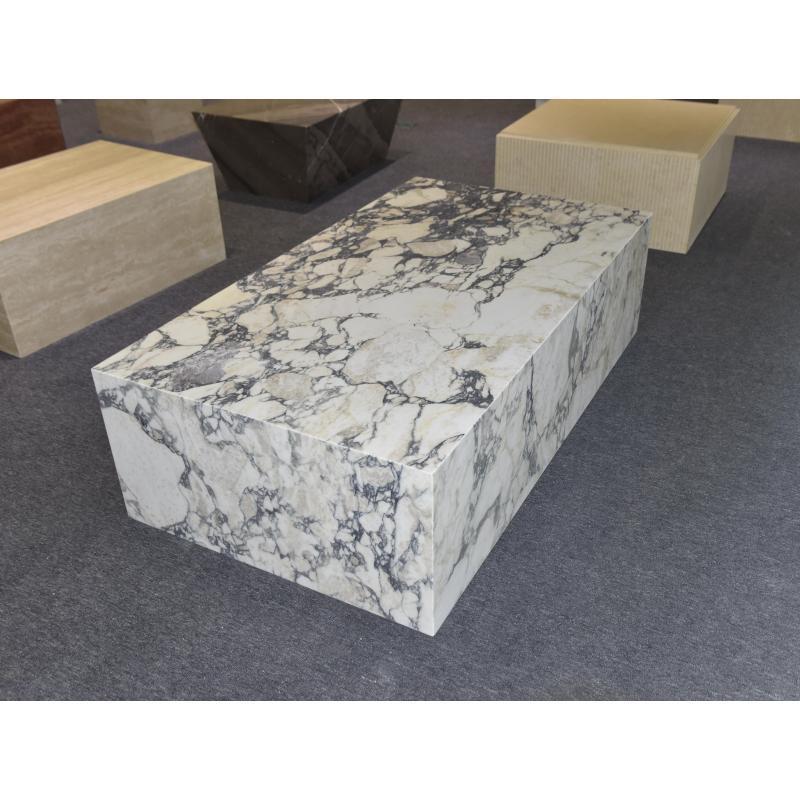 SHIHUI Natural Stone Italy Calacatta Viola Marble Coffee Table High End Coffee Table Marble Plinth Luxury Modern Center Table