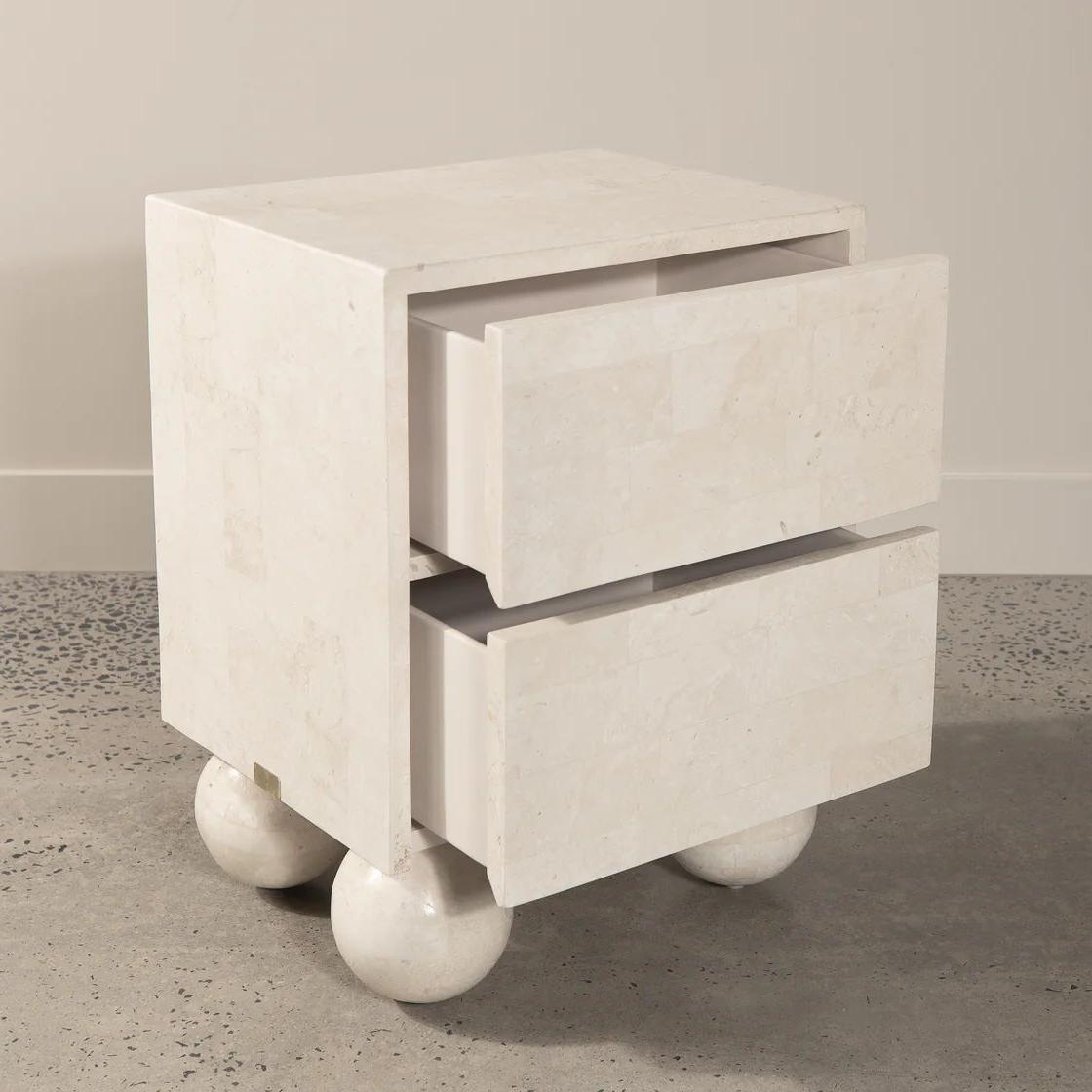 SHIHUI Natural Stone Marble Furniture Luxury Nightstand Bedside White Limestone End Table For Living Room