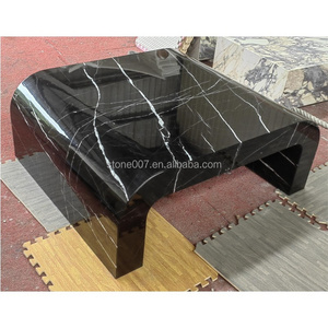 SHIHUI Modern Simple Design Living Room Stone Furniture Square Polished Black Nero Marquina Marble Coffee Table