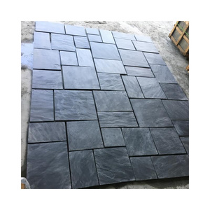 SHIHUI Vintage Driveway Natural Stone Black Jiangxi Slate French Pattern Culture Paving Stone Floor Tile Pavers