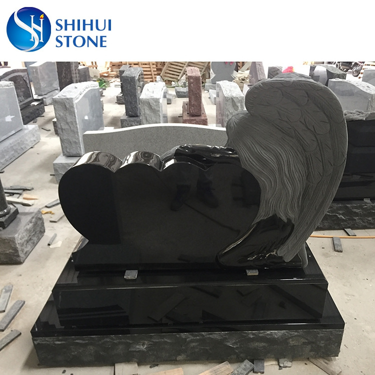 Top Quality Polished Double Angel Heart Headstone Made In China