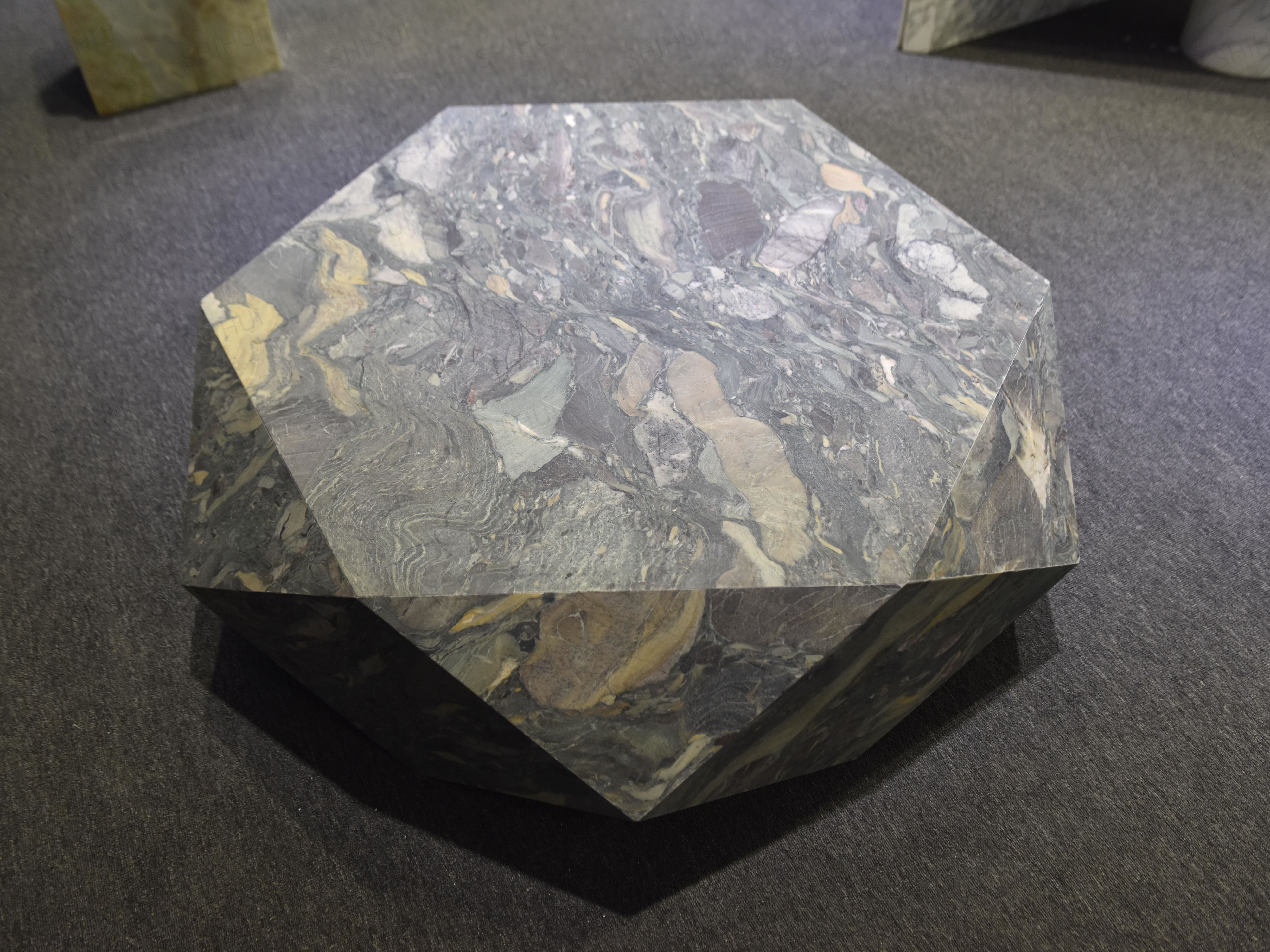 SHIHUI Luxury Simple Tea Table Natural Stone Pedestal Stand Display New Four Season  Living Room Marble Diamond Coffee Table