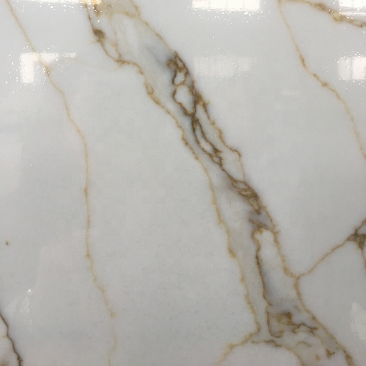 SH8382 Calcatta Gold Quartz 6mm-30mm thick Calacatta Gold  White Quartz Stone Countertops Slabs