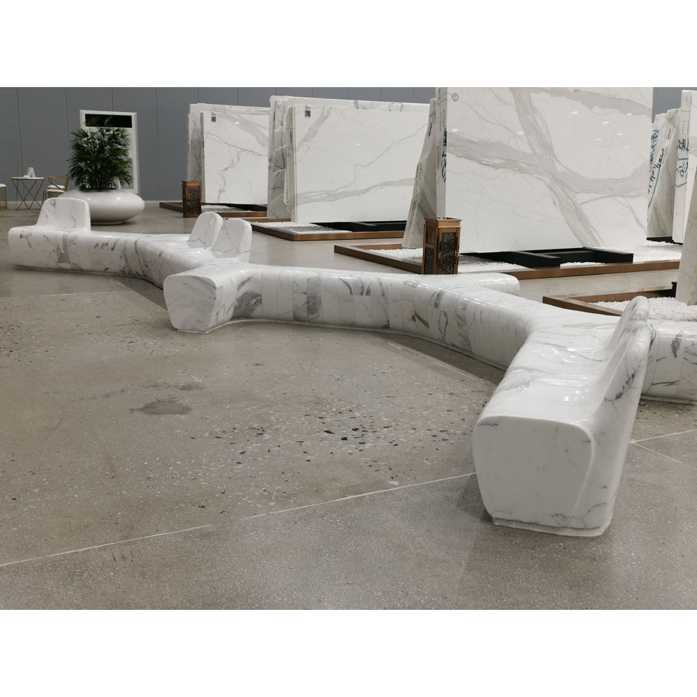 Custom cut marble Italy Calacatta White Marble Bench,Simple Stone Garden Marble Park Bench for Sale,Marble Bench Seat