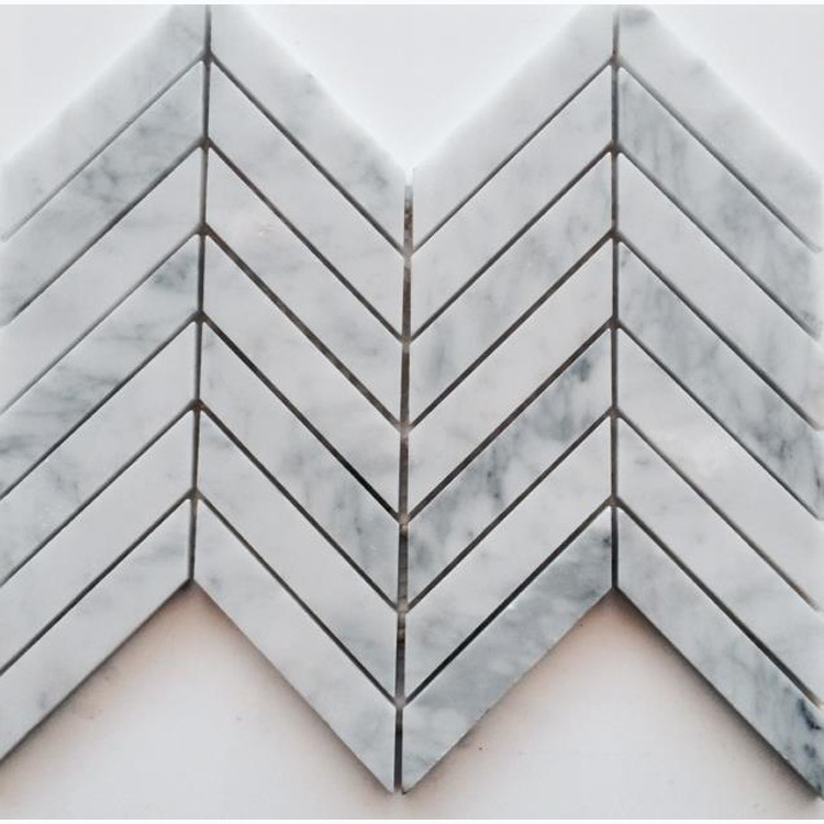 Chevron mosaic marble Tile,Brick Italy Carrara White Marble Mosaic Bathroom Floor Tile,chevron marble mosaic