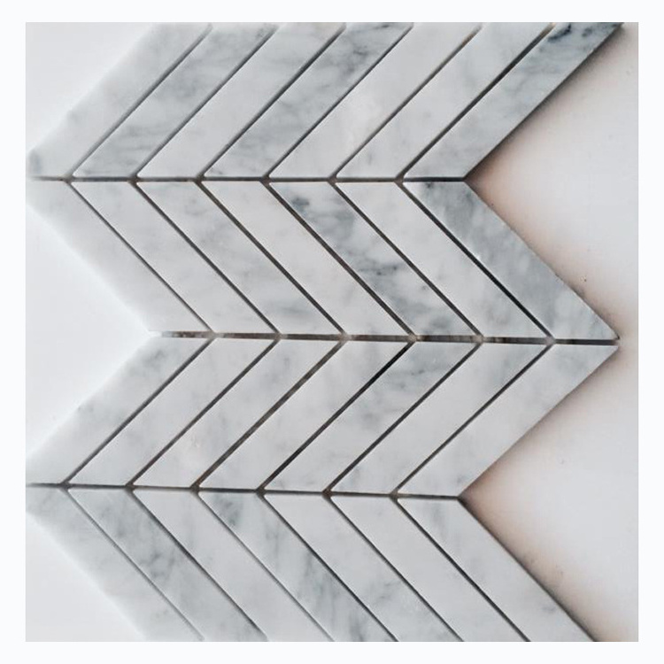 Chevron mosaic marble Tile,Brick Italy Carrara White Marble Mosaic Bathroom Floor Tile,chevron marble mosaic