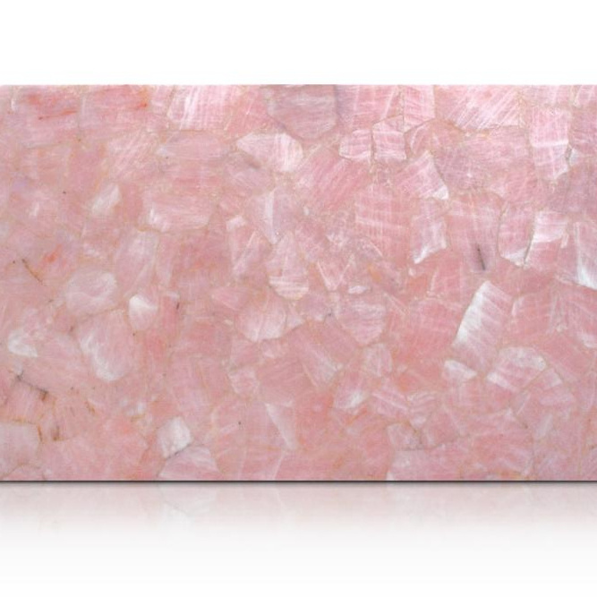 SHIHUI Home Decoration Modern Natural Stone Precioustone Backlit Gemstone Slab Polished Rose Pink Quartz Onyx Table Tops