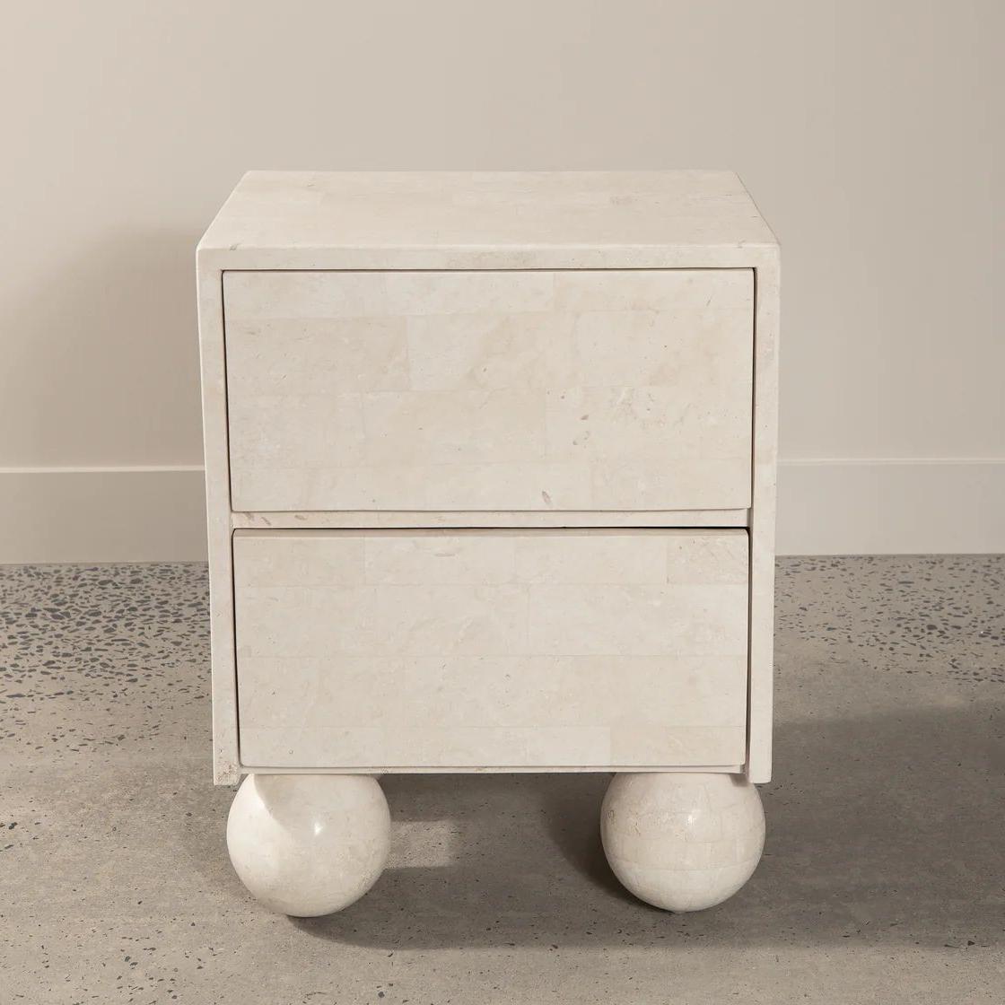 SHIHUI Natural Stone Marble Furniture Luxury Nightstand Bedside White Limestone End Table For Living Room