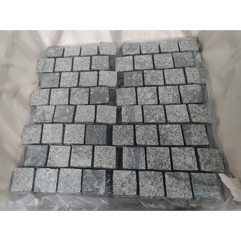 SHIHUI Natural New Fantasy Granite Cube Brick Pattern Flamed Surface Split Edge Paving Stone Cobblestone Driveway Pavers Mats