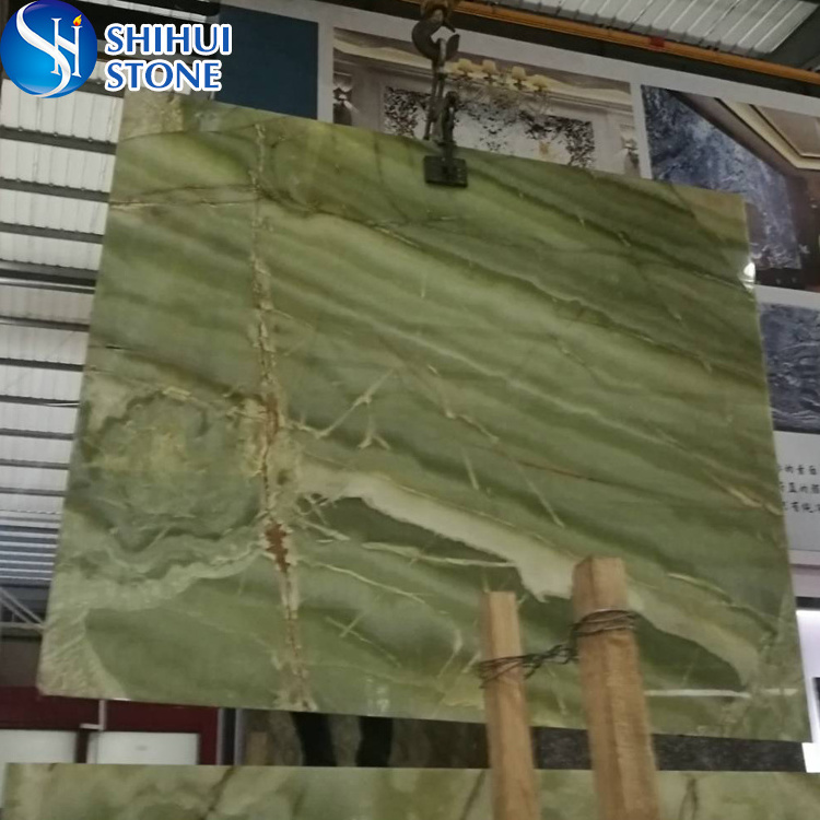 SHIHUI Stone Tile Floor Wall Decoration Green Onyx Marble Slab Top Grade Natural Design Hotel European Backlit Onyx