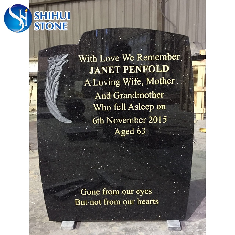 High Quality black granite cemetery tombstone full set, headstones and european gave monuments slab