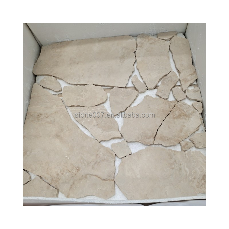 SHIHUI Natural Paving Stone 30*30 White Irregular Travertine Tiles Outdoor Crazy Pavers For Driveway Paving Stone