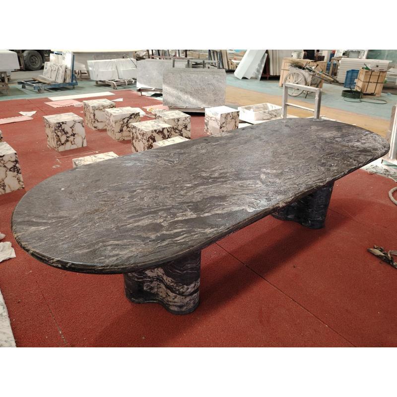 SHIHUI Natural Stone Customized 3m Luxury Design Black Cosmic Granite Large Modern Leathered Top Quartzite Marble Dining Table