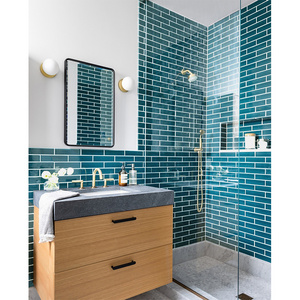 Sea blue porcelain Wall tile mosaic for kitchen backsplash hotel bathroom shower toilet rectangular lavatory veneer decor