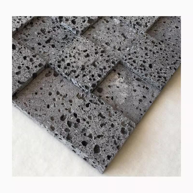 Lava stone mosaic tile square chips 3d volcanic lava stone tile basalt natural lava rock stone basalt outdoor indoor tiles