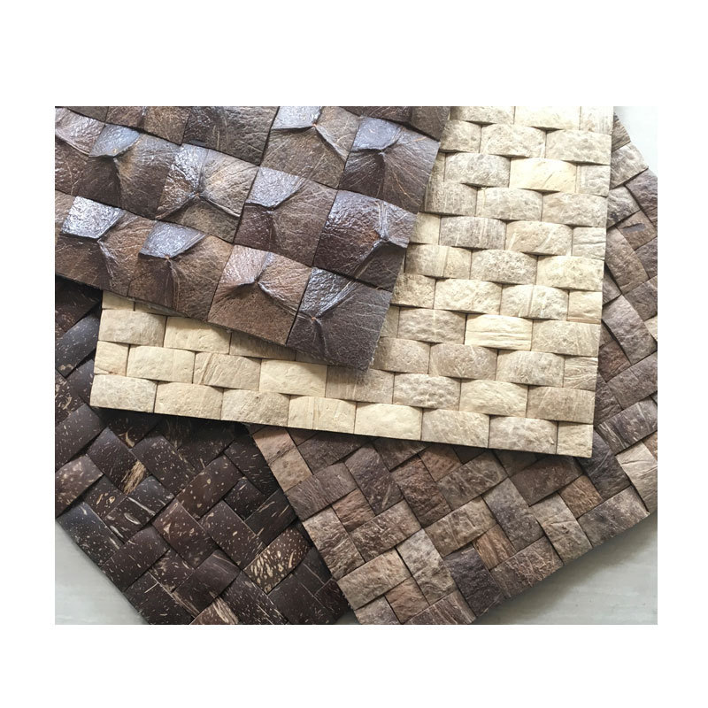 Nature coconut shell wall panels 3D backsplash 12x12inch TV background backsplash mosaic tiles Natural wood shell