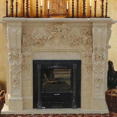 54" Marble fireplace surround  furniture hand carved mantle fireplace surround mantle hot sale