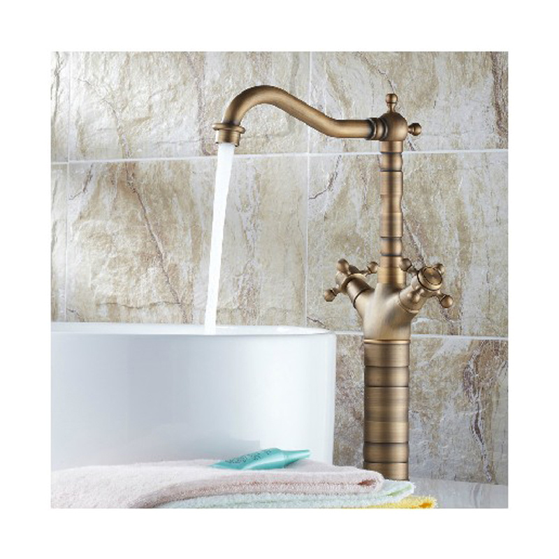 Brassed Faucets bathroom sink faucets washing hands taps antique brass double handle bath filler waterfall mixed taps spout