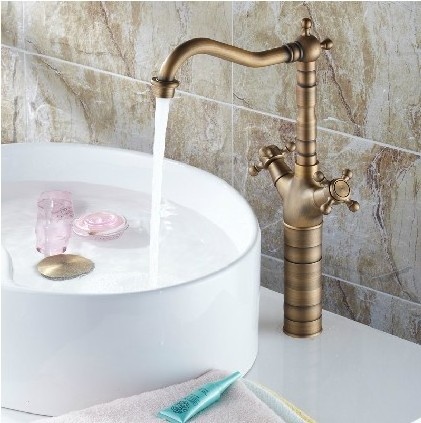 Brassed Faucets bathroom sink faucets washing hands taps antique brass double handle bath filler waterfall mixed taps spout