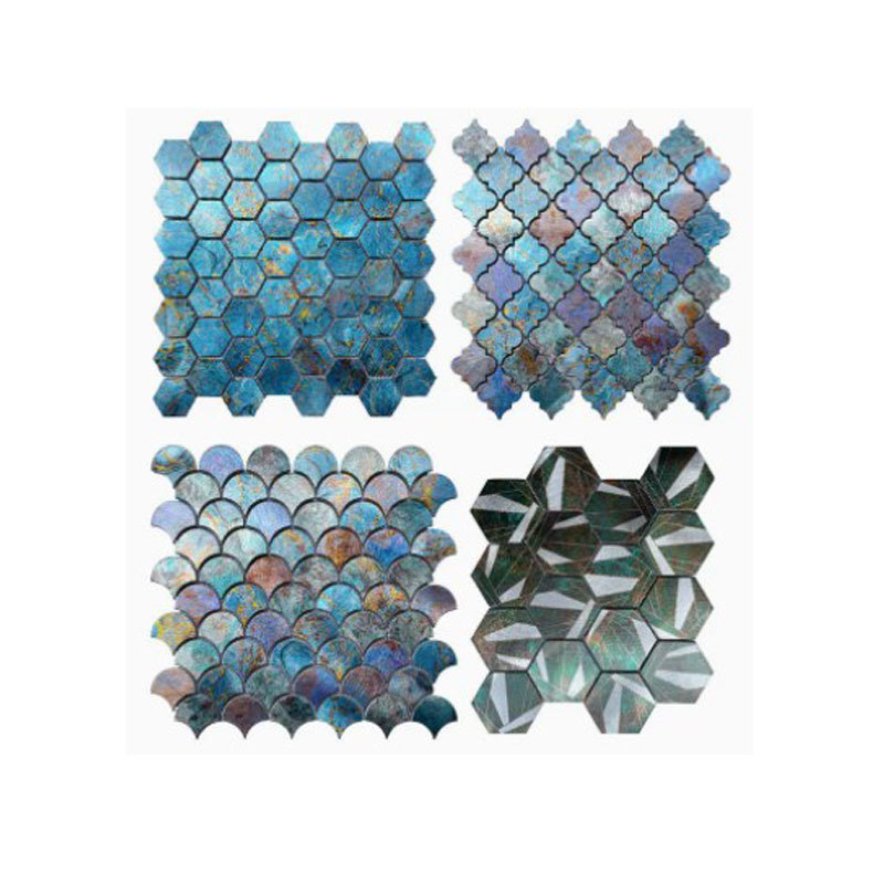 Stainless steel metal mosaic tile blue series wall decoration 300*304*4mm metal mosaic tile mosaico bath shower tiles