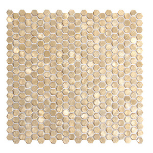 Flat hexagon Metal mosaic tile solid Aluminium mosaic gold kitchen back splash mosaic tile for kitchen and bathroom wall tile