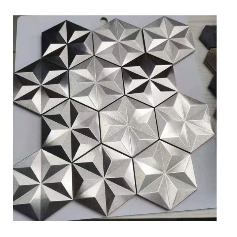 3D stainless steel mosaic round stainless steel decorative mosaic tile trim interior mosaico gold bar metal mosaic panel flower