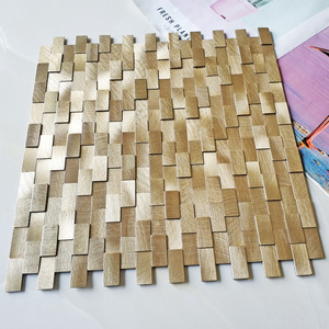 Long strip Metal mosaic tile Self-adhesive Aluminium mosaic tiles peel and stick gold kitchen backsplash bar