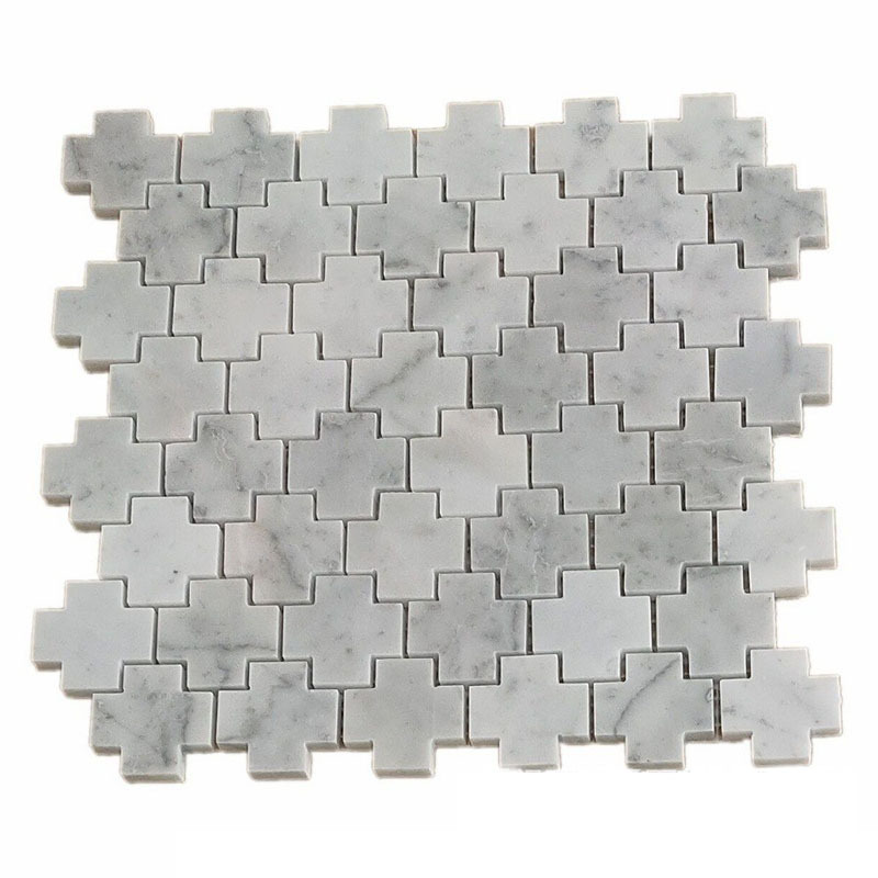 3D brick wave White blue Marble Mosaic tile Brick Art Wall flooring Tiles Customized TV Background marble tiles for home decor