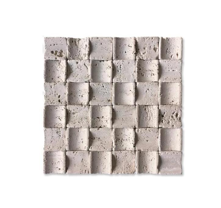 square Beige travertine tile square mosaic decor travertine tiles outdoor travertine flooring 1cm thick Mosaic