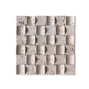 square Beige travertine tile square mosaic decor travertine tiles outdoor travertine flooring 1cm thick Mosaic