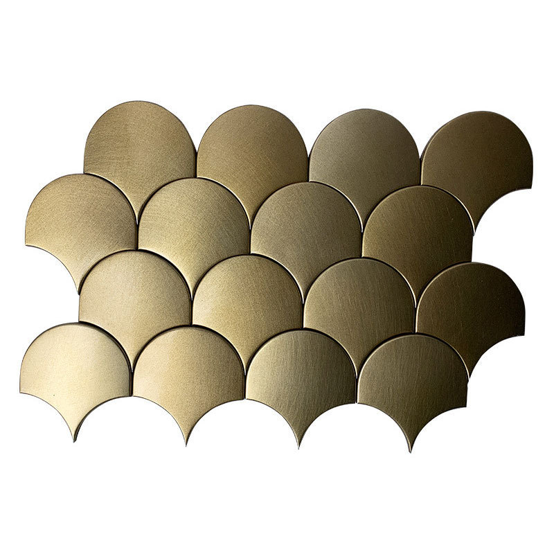 Stainless steel mosaic fish scale decorative mosaic tile trim fan shape metal mosaico gold mosaic panel bathroom backsplash hot