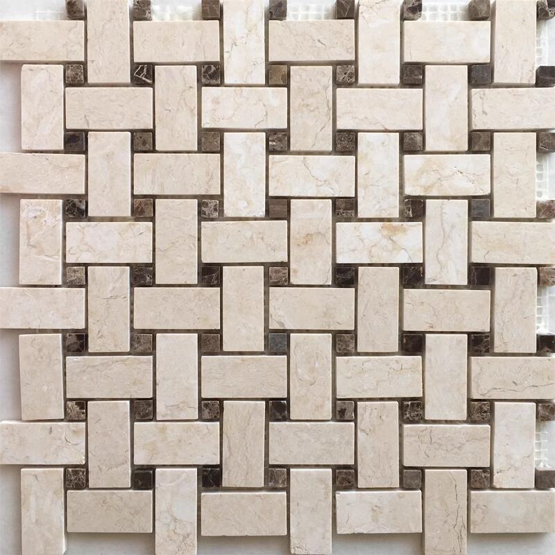 Beige marble mosaic tile for bathroom wall marble mosaico tile stone for building weave wall decoration interior tile