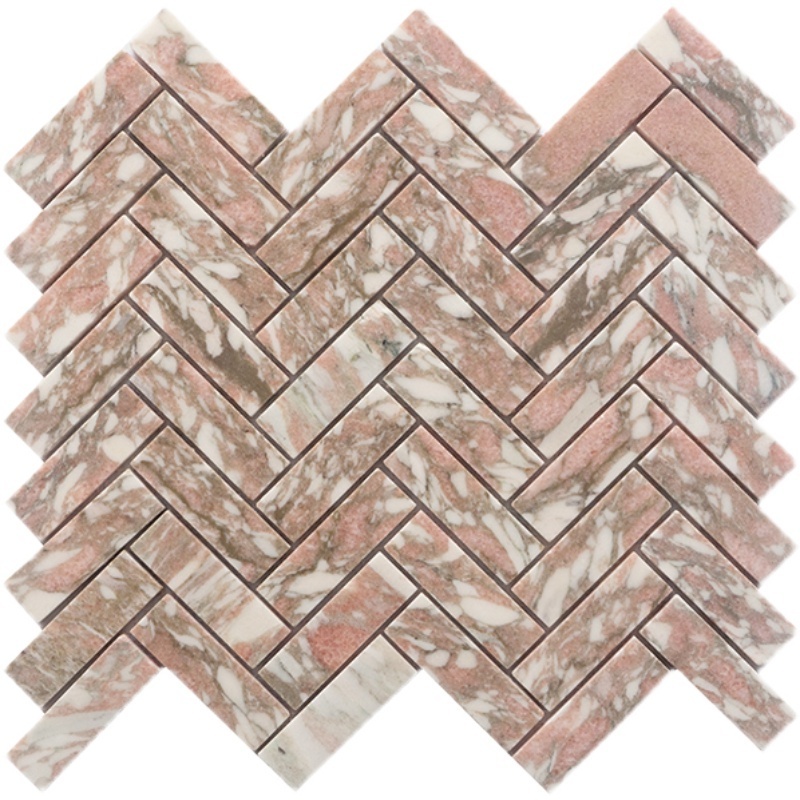 Red Marble mosaic tile bathroom wall floor tiles natural stone pink chevron herringbone customized tiles mosaik mosaico